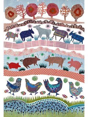 Pomegranate Jane Robbins Farm Animals Kids Floor Puzzle - 48 Really Big Pieces